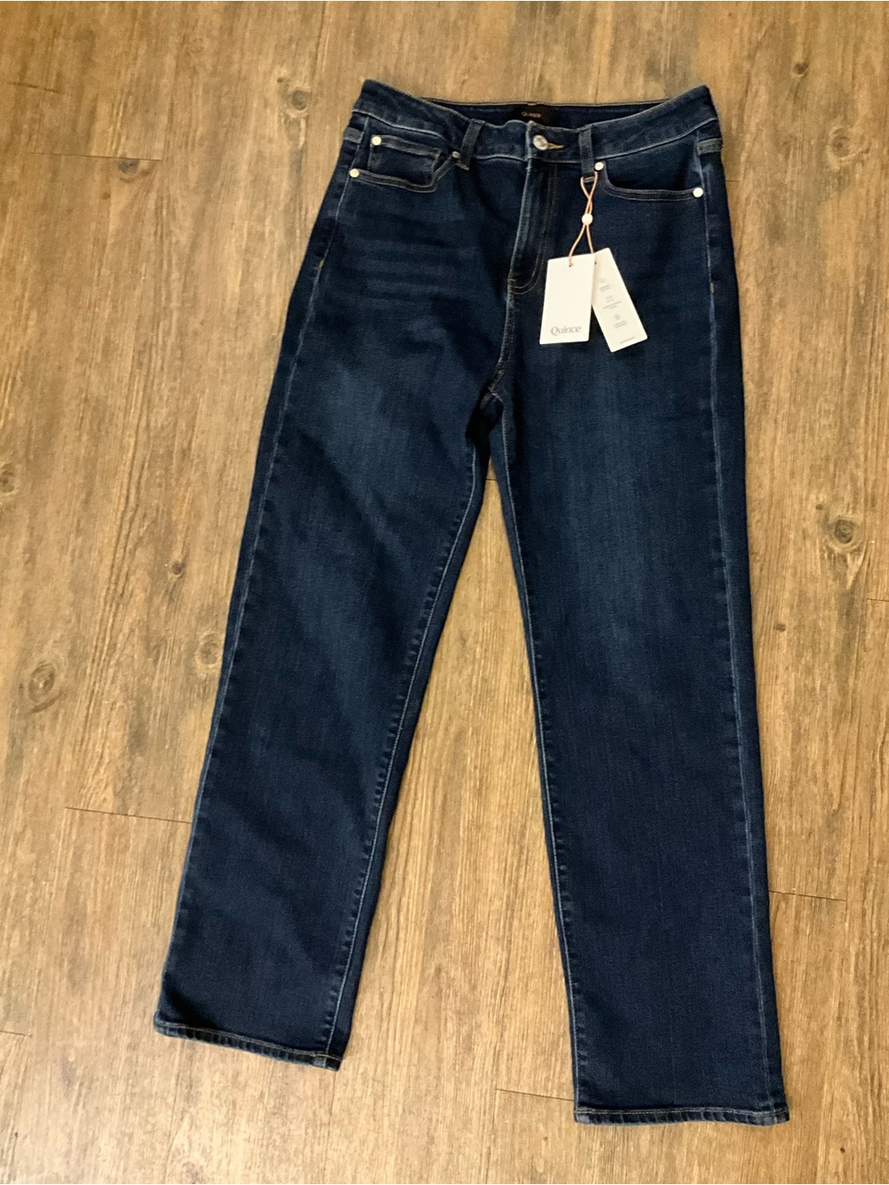 Quince Women's Bella high rise Midnight Blue Straight-Leg Jeans